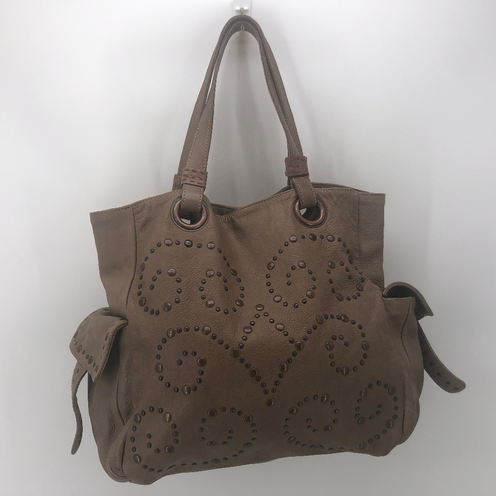 Bensimon Collection Taupe Tan Studded Tote Bag